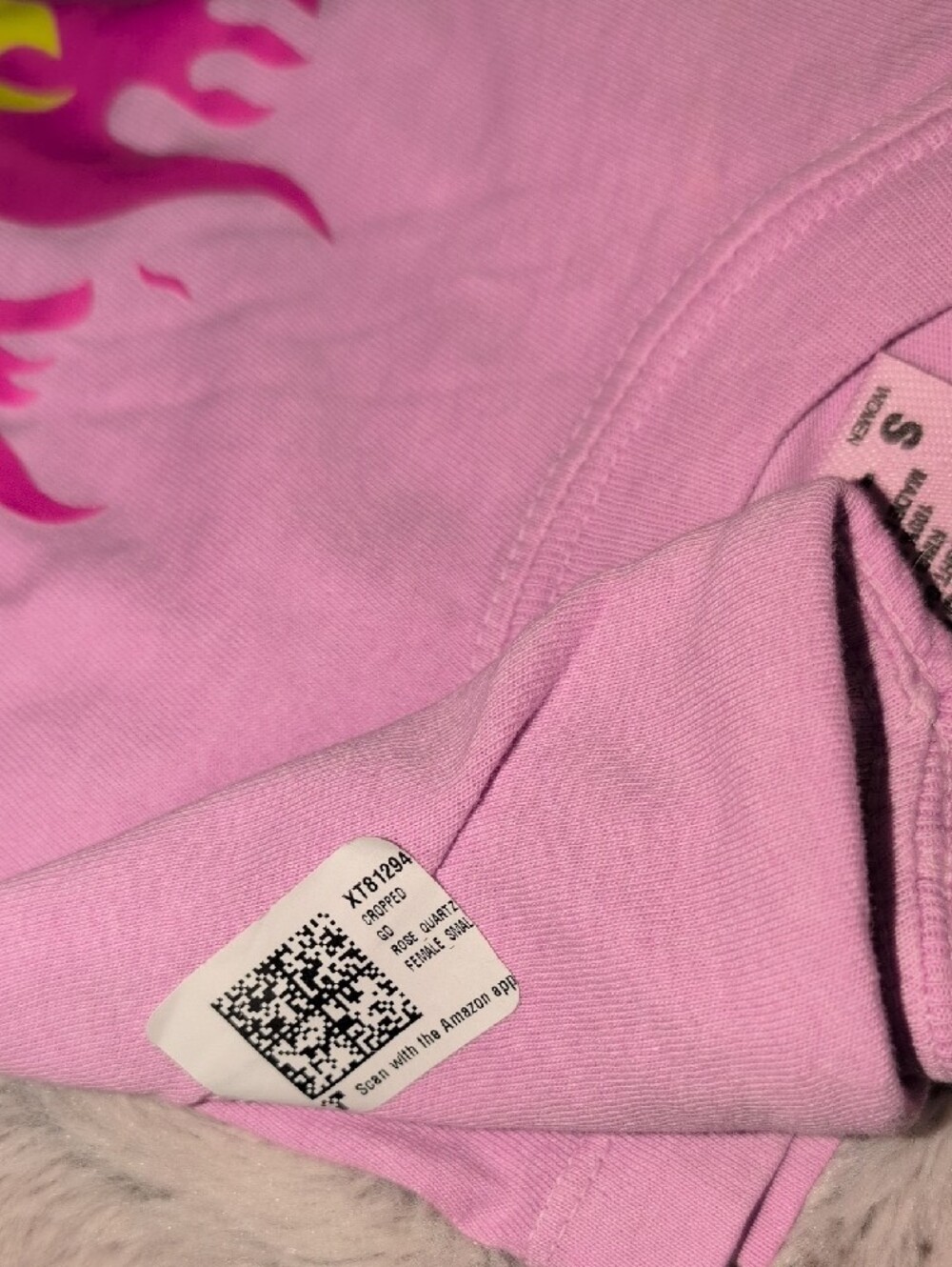 Comfort Colors Pink AC/DC Neon Flame Crop Top - Picture 6 of 6